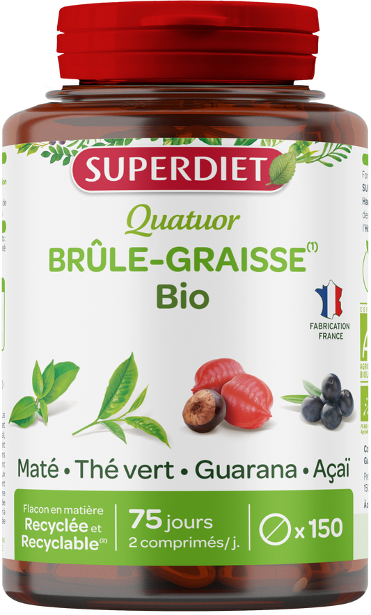 Quatuor brûle graisse bio (maté, guarana, thé vert, acaï) - 1