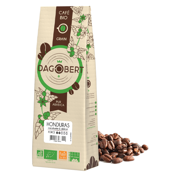 Les Cafés Dagobert -- Honduras 100% arabica, bio et équitable - grains (origine Honduras) - 1 kg